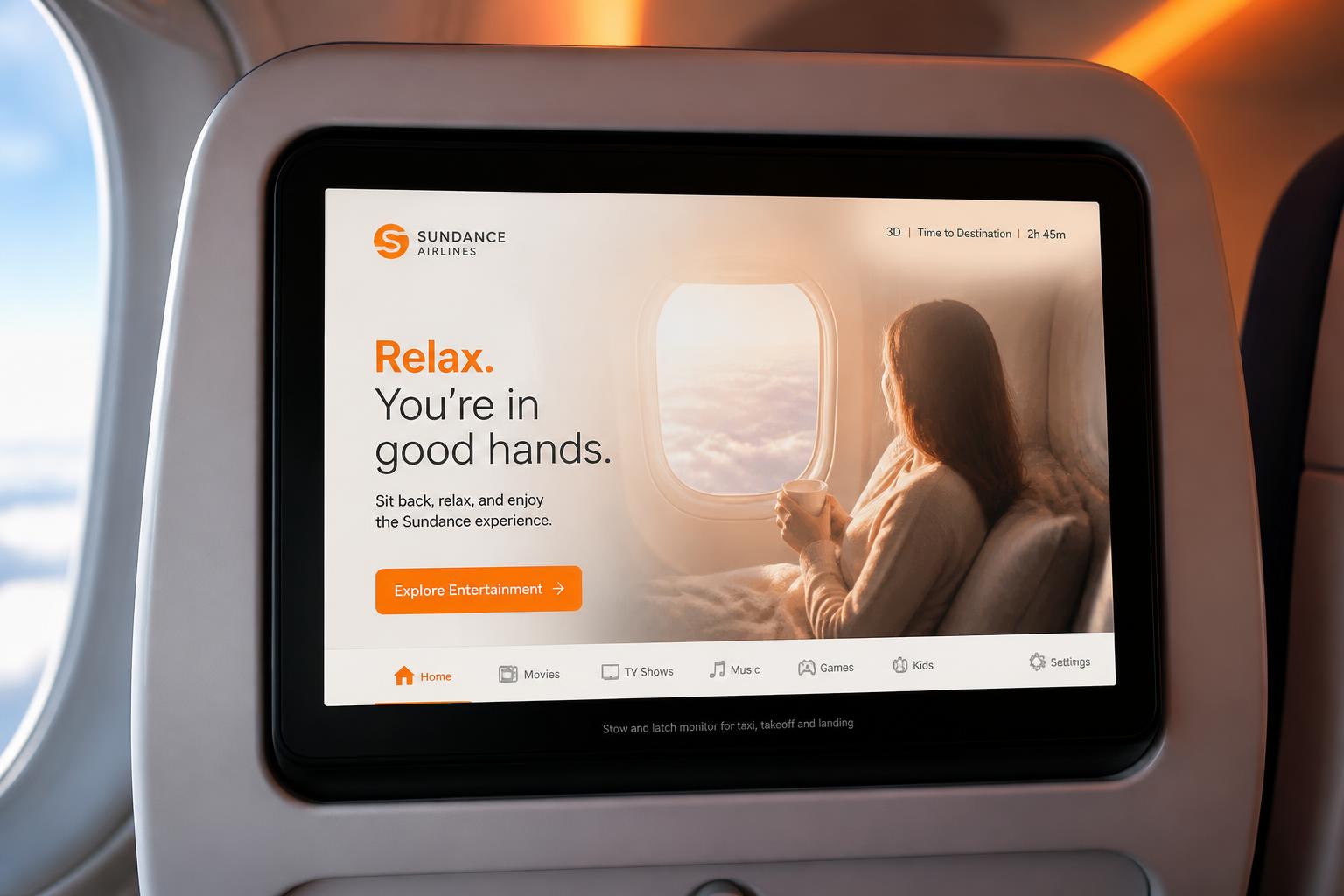 In-Flight advertising on a passenger seatback screen